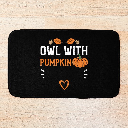 Owl With Pumpkin - Pumpkin Bath Mats
