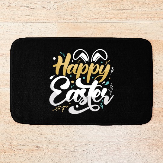 Happy Easter Motif Easter Eggs Funny Easter Bunny Bath Mats