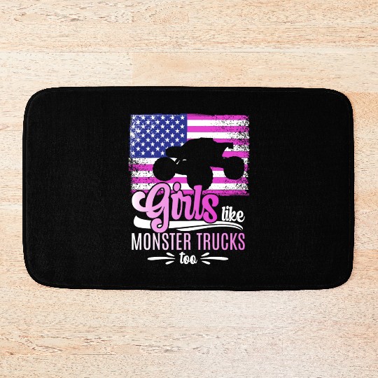 Girls Like Monster Trucks Too Girls Monster Truck Bath Mats