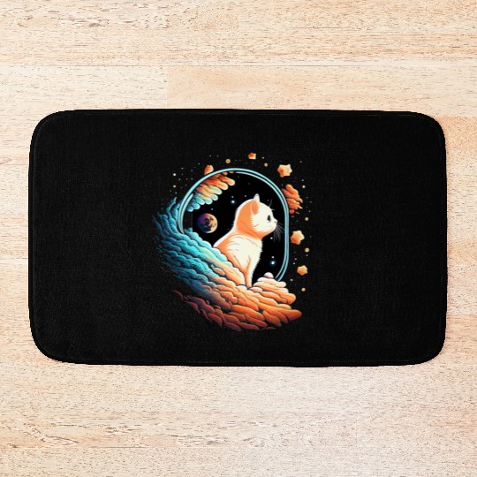 Astronaut Cat Space Cat on Galaxy Cat Lover Bath Mats