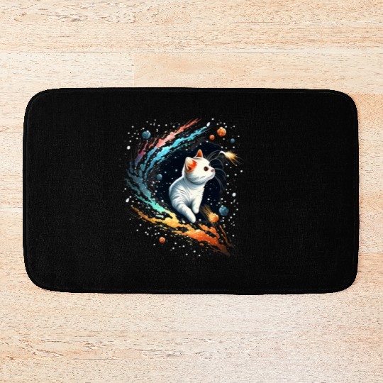 Astronaut Cat or Space Cat on Galaxy Cat Lover Bath Mats