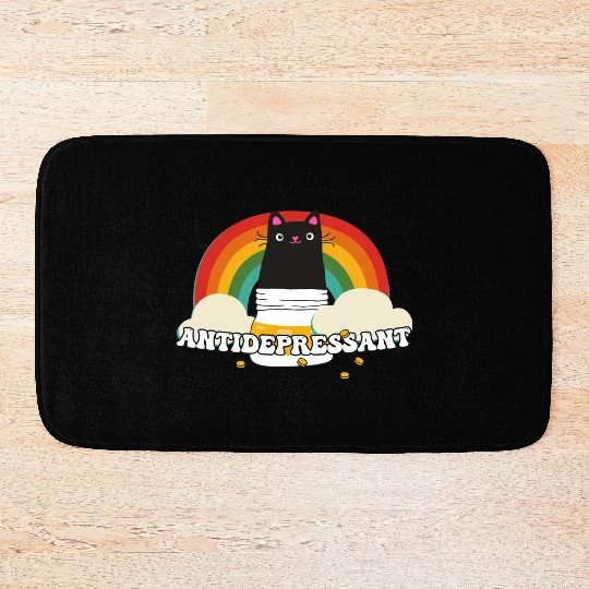 Cat Kitten Antidepressant Rainbow Peace Kindness Bath Mats