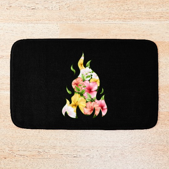 Coconut Girl Aesthetic Hibiscus Flame Bath Mats