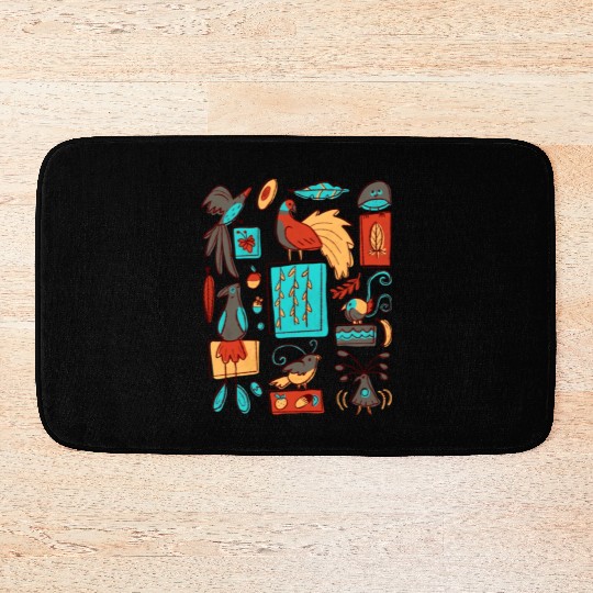 Retro 1950s Birds Of Paradise Pattern Bath Mats