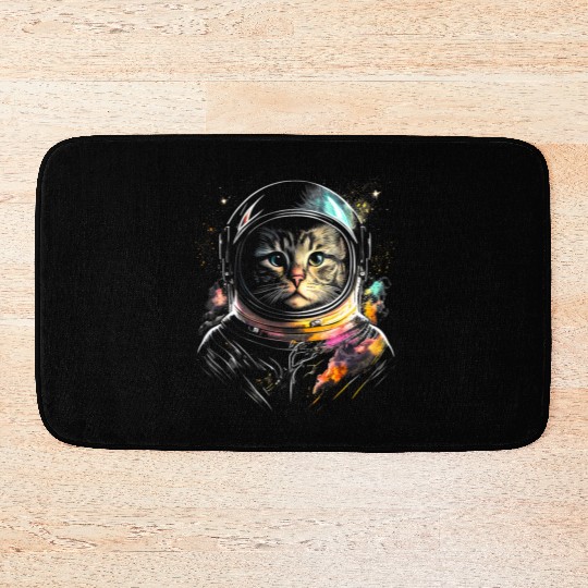Space Cat on Galaxy Cat Lover Bath Mats