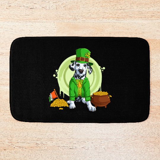 Dalmatian Puppy, Irish Flag, Gold, Shamrock Dog St Bath Mats