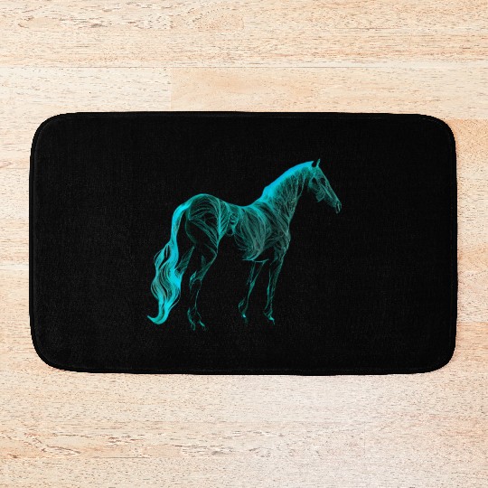 Turquoise Equestrian Art Horse Lover Western Rodeo Bath Mats
