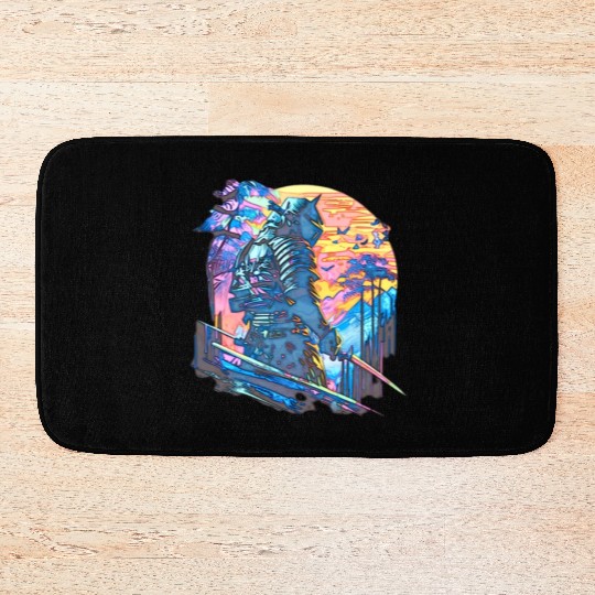 Samurai Warrior Japan Japanese Katana Manga japan Bath Mats