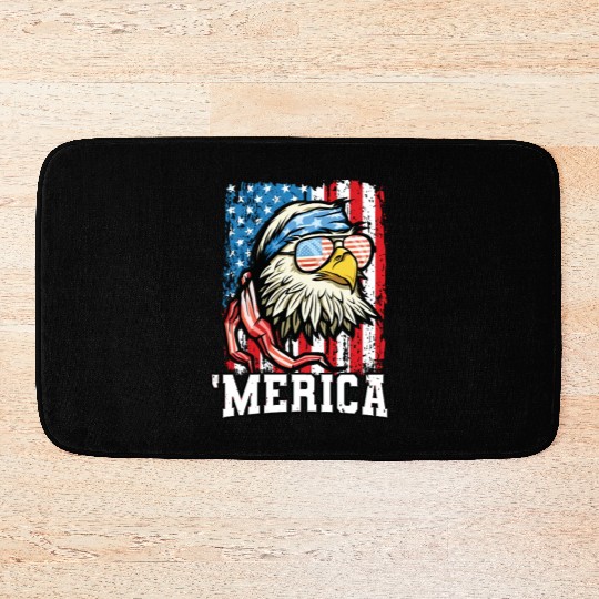4th of July Bald Eagle USA Flag Patriotic Merica Bath Mats