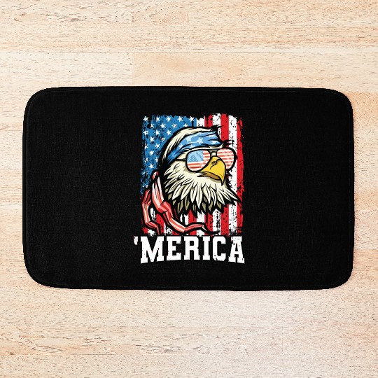 4th of July Bald Eagle USA Flag Patriotic Merica Bath Mats