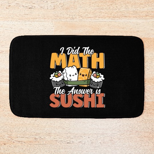 Funny Sushi Math Cute Kawaii Japanese Cuisine Bath Mats