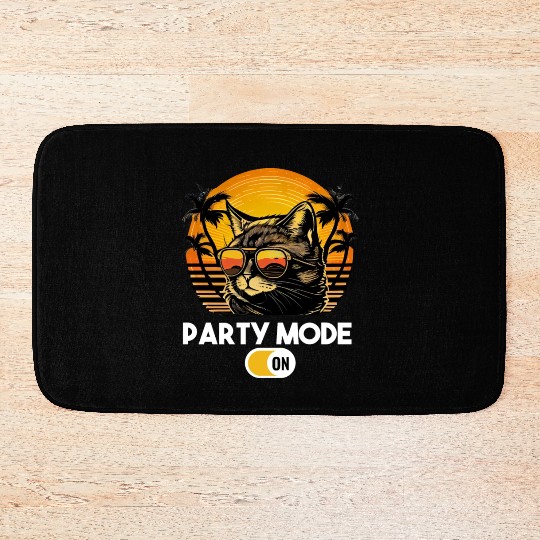 Retro Cat Vintage Sunset 80s 90s Sunglasses Bath Mats