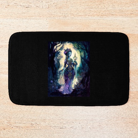 Asian Nature Goddess - Dark Woodland Witchy Forest Bath Mats