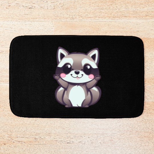 cute chibi raccoon Bath Mats