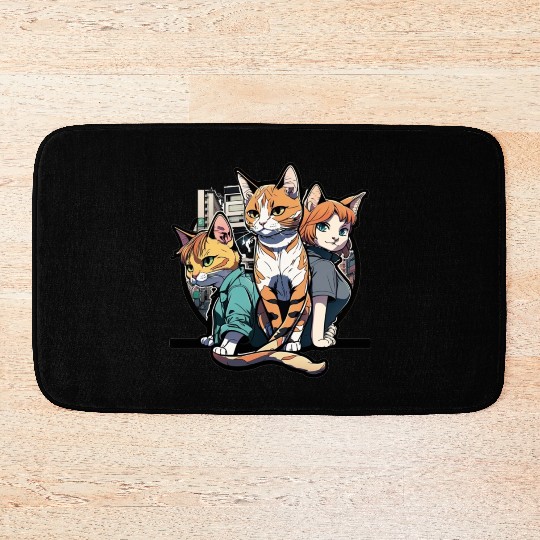 anime street cats colour 1 Bath Mats