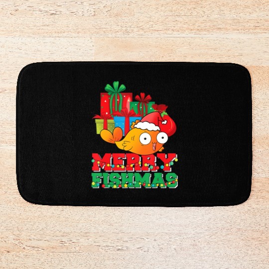 Merry Fishmas Christmas Fish Lover Fisherman Ugly Bath Mats