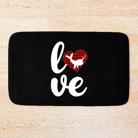 Narwhal Fish Lover Buffalo Plaid Love Narwhal Vale Bath Mats