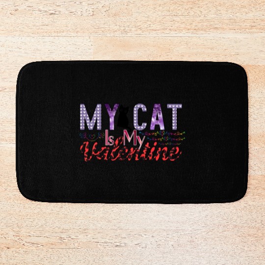 My Cat Is My Valentine Sublimation Bath Mats