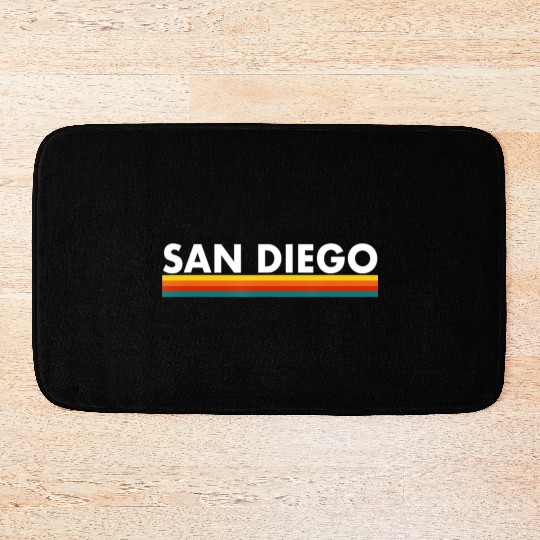 San Diego California SD Retro Stripes Classic Bath Mats