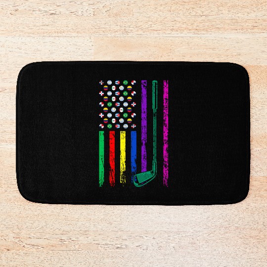 American Sports Flag Hispanic Heritage Month Golf Bath Mats