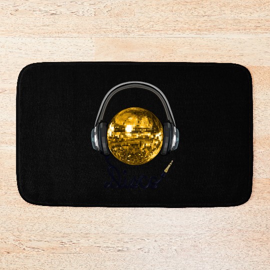 Gold Disco Ball Music Headphones Bath Mats