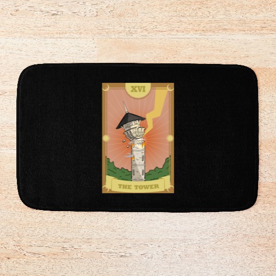 Anime Tarot Card The Tower Occult Gothic Witch Bath Mats