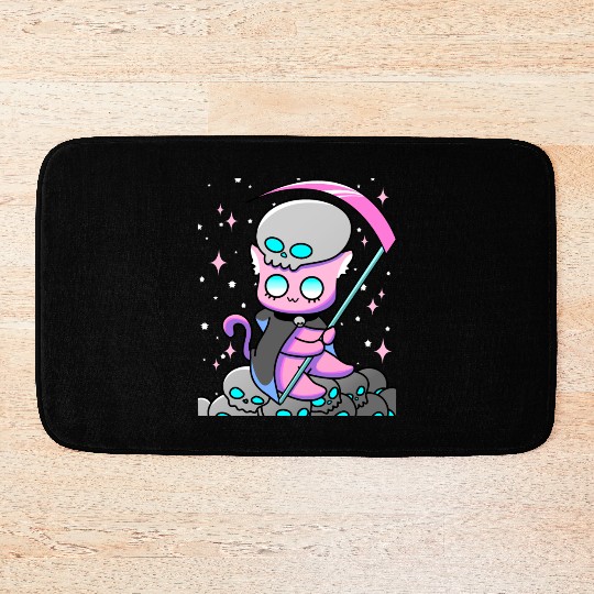 Kawaii Pastel Goth Anime Tarot Card Death Cute Wit Bath Mats
