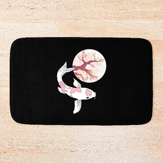 Koi Sakura Tree Moon Cherry Blossom Nishikigoi Jap Bath Mats