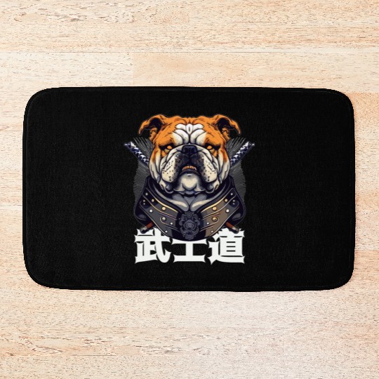 Japanese Samurai Bushido Bulldog Katana Pet Dog Bath Mats