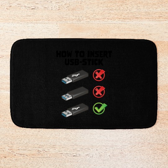 How To Insert USB Stick Funny Programmer Meme Bath Mats
