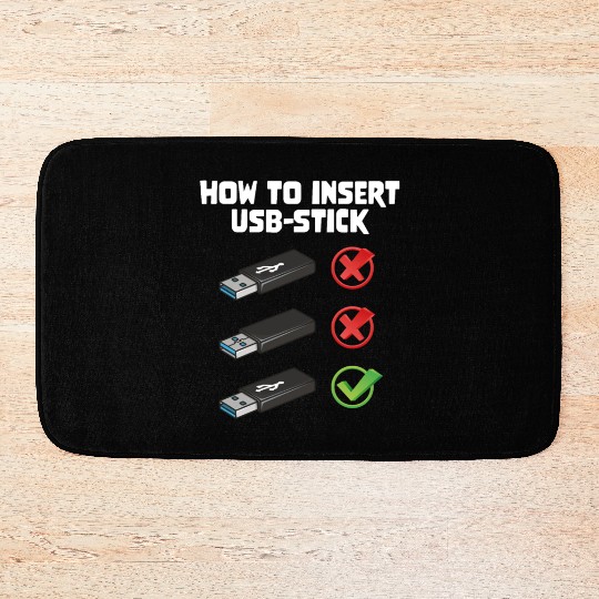 How To Insert USB Stick Funny Programmer Meme Bath Mats