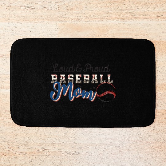 Loud Proud Baseball mom leopard mother's day Bath Mats