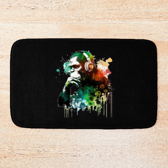 Banksy DJ Monkey Thinker Bath Mats