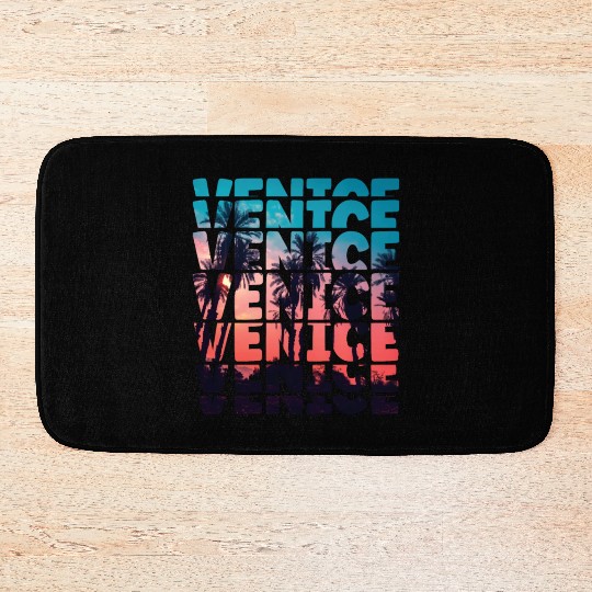 Venice Beach California Vacation Ocean Palm Tree Bath Mats