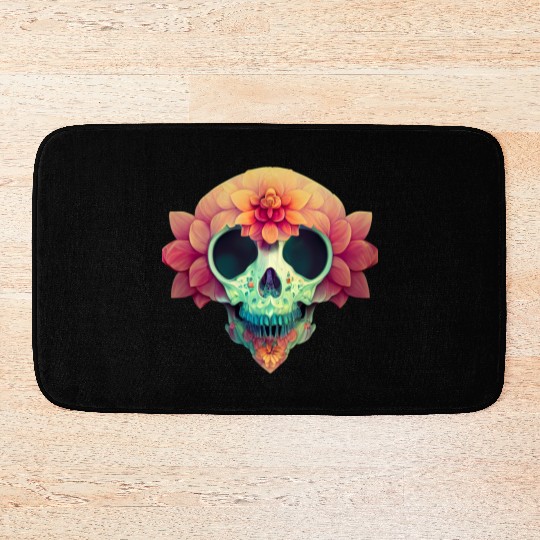 Floral Skull Candy Bath Mats