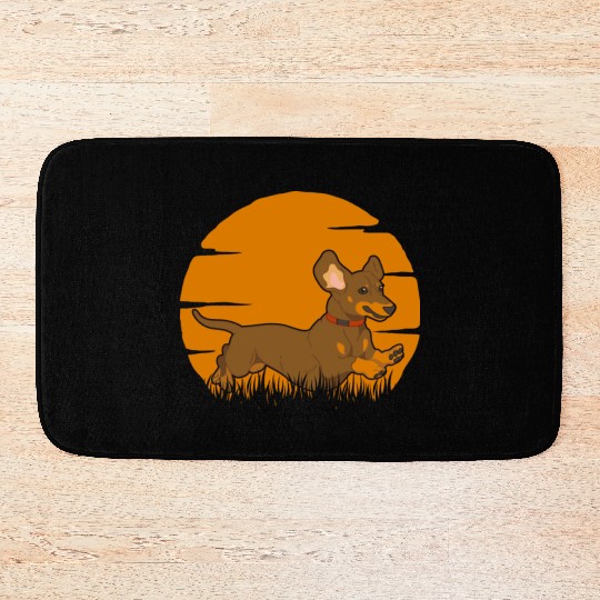 Dachshund Running Sausage Dog Bath Mats