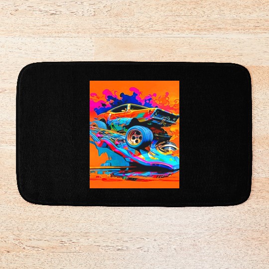 Car Muscle Car Vintage Retro muscle car Bath Mats