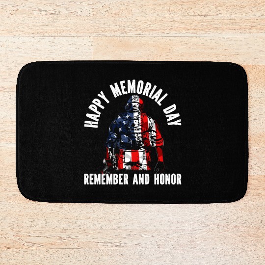 Patriotic Veteran USA Flag American Memorial Day Bath Mats