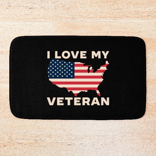 I Love My Veteran USA Flag American Memorial Day Bath Mats
