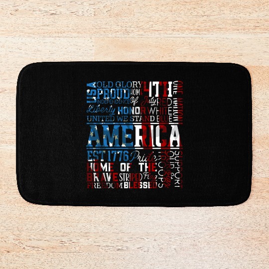 Patriotic Veteran USA Flag American Memorial Day Bath Mats