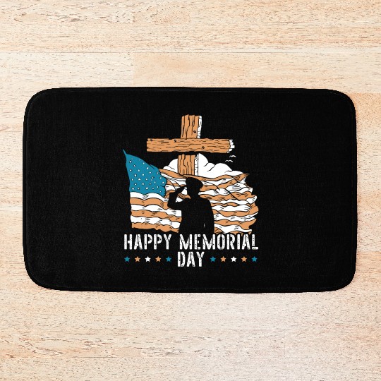 Patriotic Veteran USA Flag American Memorial Day Bath Mats