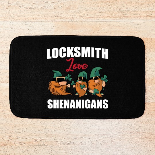 Locksmith Love Shenanigans St. Patricks Day Gnomes Bath Mats