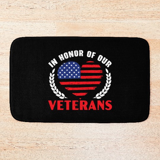 Patriotic Veteran USA Flag American Memorial Day Bath Mats