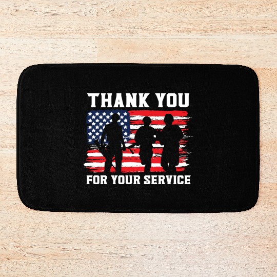 Patriotic Veteran USA Flag American Memorial Day Bath Mats