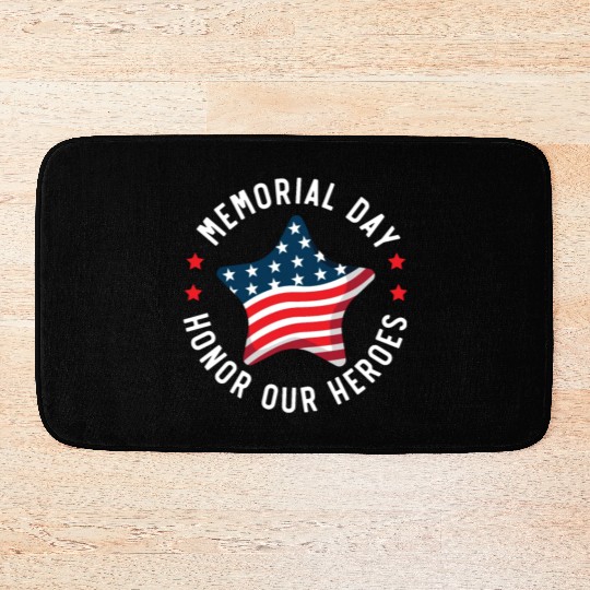 Patriotic Veteran USA Flag American Memorial Day Bath Mats