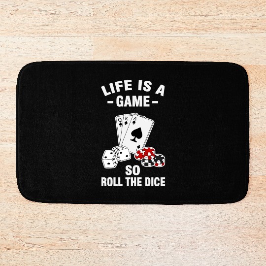 Lucky Casino Gambler Dice And Poker Cards Bath Mats