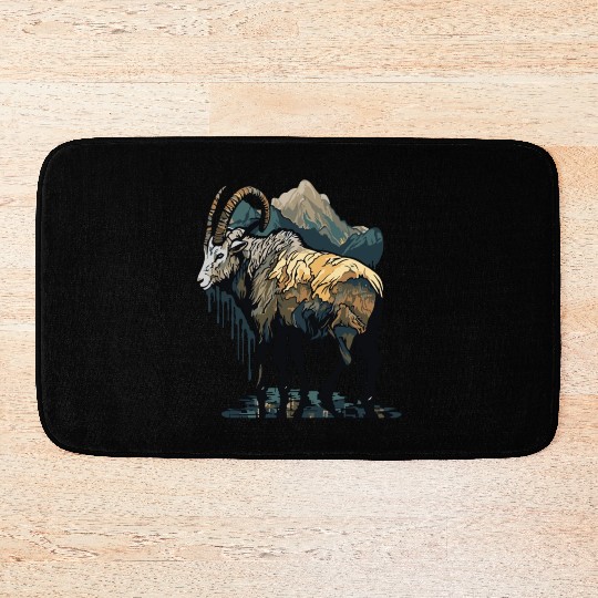 a mountain goat lives in the mountains Bath Mats