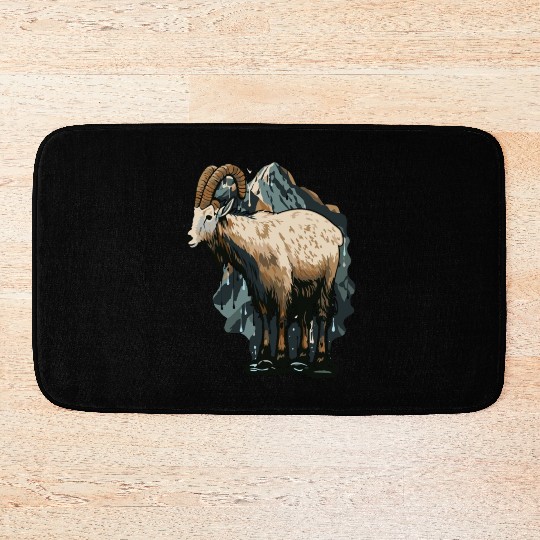 a mountain goat lives in the mountains Bath Mats