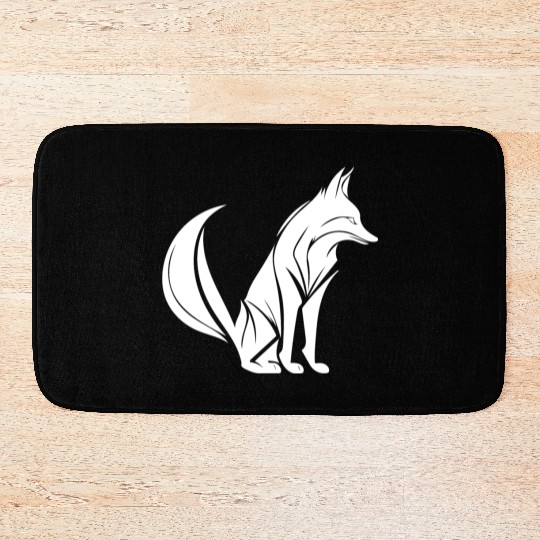 Smart Cute Fox Tattoo Style Portrait Bath Mats