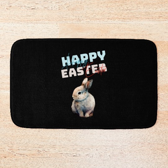 Funny Cute Happy Easter Bunny Bath Mats